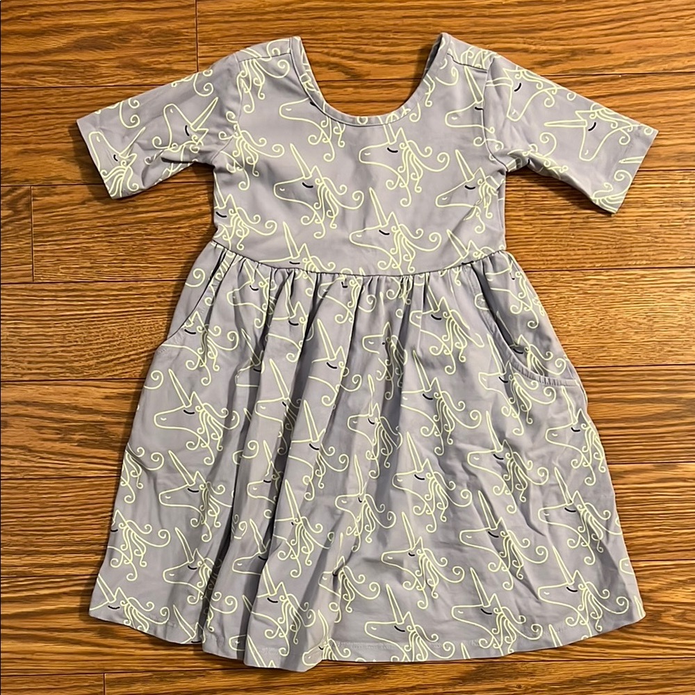 NWOT Hanna Andersson Light Purple Unicorn Skater Dress - Size 5